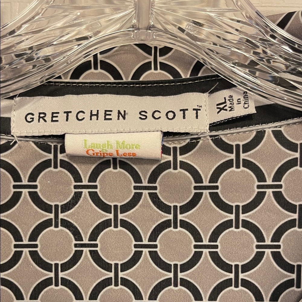Gretchen Scott Designs Geometric Long Sleeve Dress - Black and White - Picture 2 of 3